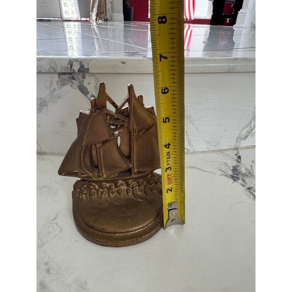 VTG 60’s Brass/Metal Ship Nautical Bookends SET Heavy MCM Library Shelf Taiwan - Picture 4 of 5